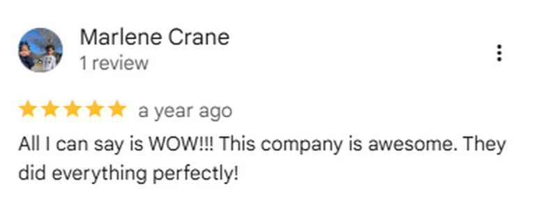 Google review screenshot from Marlene Crane rating Anderson Fence Company five stars